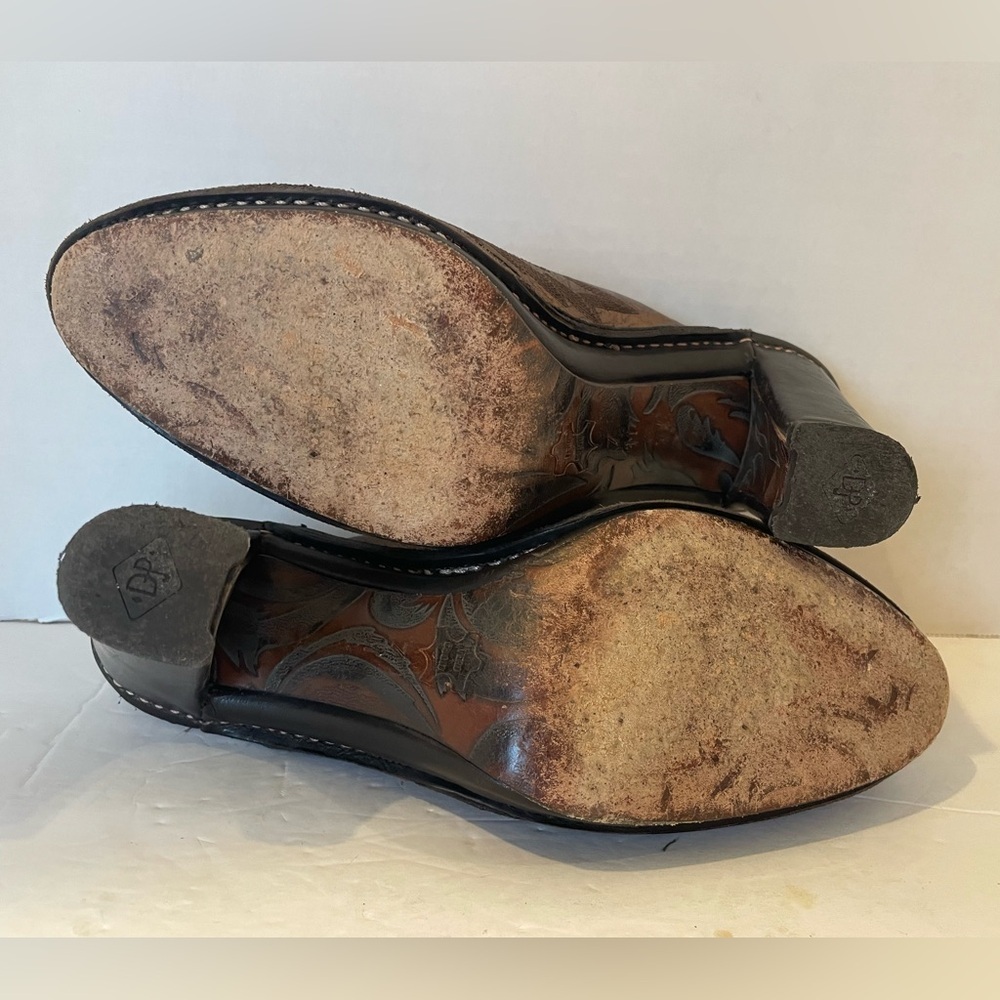 Donald J Pliner Bronze Brown Leather Heeled Mules Clogs size 7 - Picture 10 of 11
